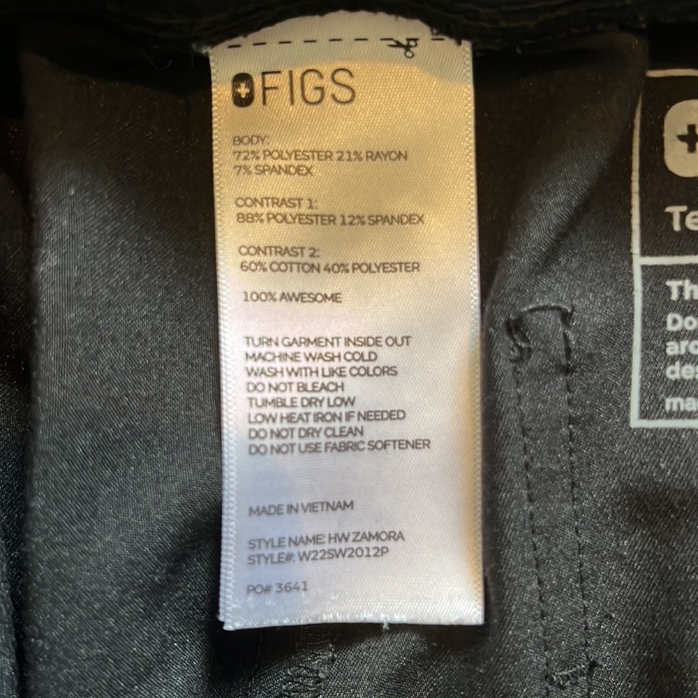 Figs: Zamora High Waisted Jogger Scrub Pants. Size XS Petite. Color: Black - Picture 4 of 5